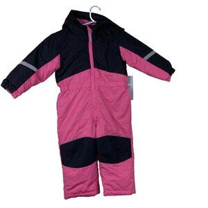 NWT Swiss Tech Little Girls Sz 2T Pink Black Hooded Snow Suit One Piece Winter